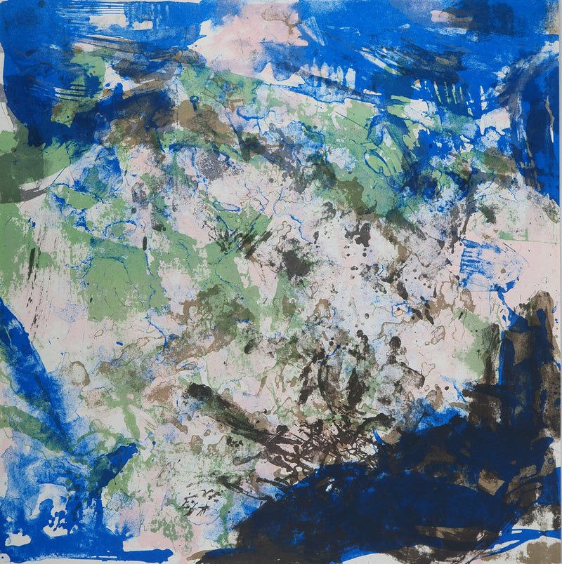 ZAO Wou-Ki : Composition bleue, Affiche en lithographie originale