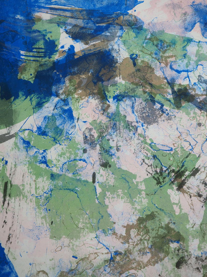 ZAO Wou-Ki : Composition bleue, Affiche en lithographie originale