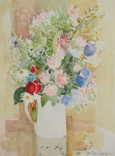 Paul COLLOMB : Le bouquet, Aquarelle originale signée