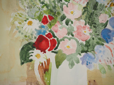 Paul COLLOMB : Le bouquet, Aquarelle originale signée