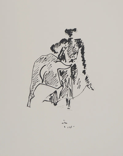 Jean COCTEAU : Le face à face, Lithographie originale signée