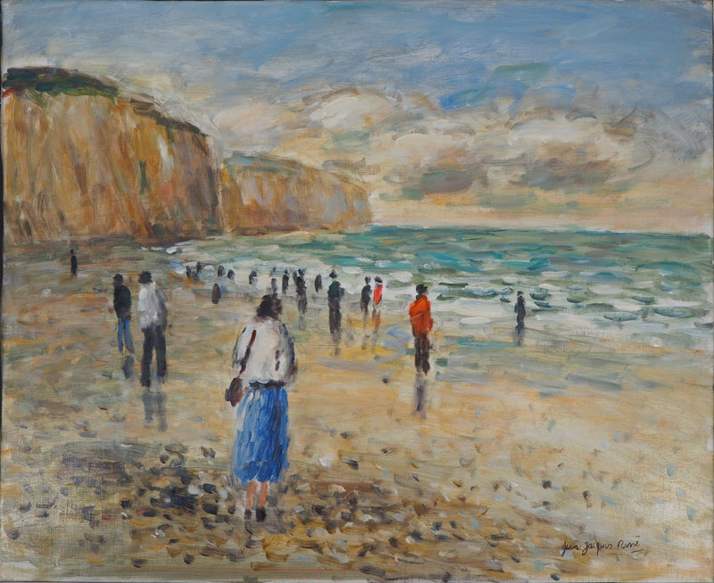 Jean-Jacques RENE : Normandie, Marée basse à Pourville, Tableau original (vue générale) - Crédit photo : Galerie Art.Paris