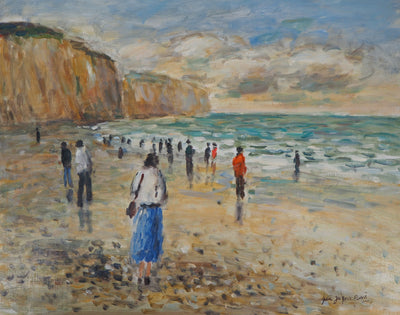 Jean-Jacques RENE : Normandie, Marée basse à Pourville, Tableau original (photo de détail 3) - Crédit photo : Galerie Art.Paris