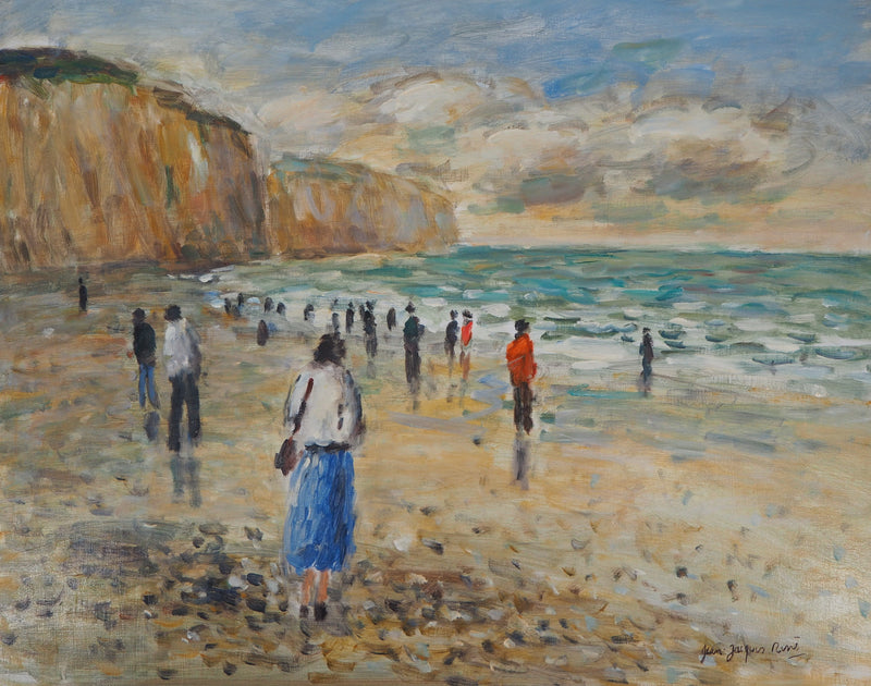 Jean-Jacques RENE : Normandie, Marée basse à Pourville, Tableau original (photo de détail 3) - Crédit photo : Galerie Art.Paris