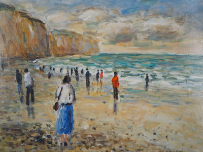 Jean-Jacques RENE : Normandie, Marée basse à Pourville, Tableau original (photo de détail 4) - Crédit photo : Galerie Art.Paris