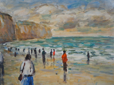 Jean-Jacques RENE : Normandie, Marée basse à Pourville, Tableau original (photo de détail 5) - Crédit photo : Galerie Art.Paris
