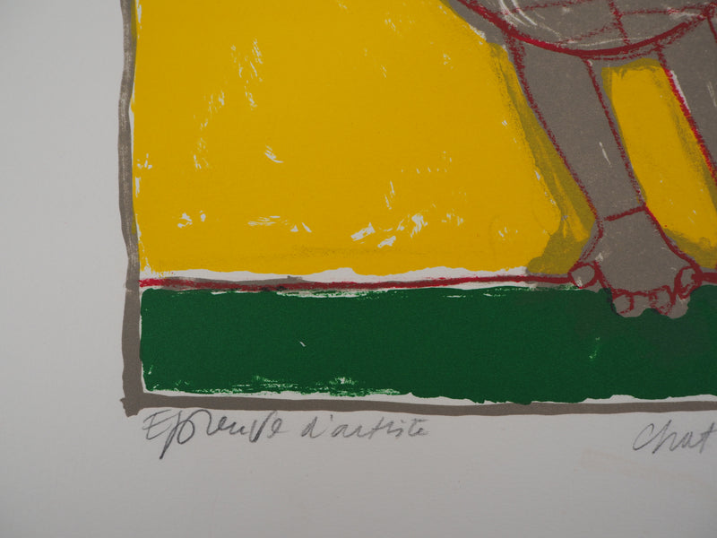 Guillaume CORNEILLE : Chat et oiseau, Lithographie originale (photo de détail 6) - Crédit photo : Galerie Art.Paris