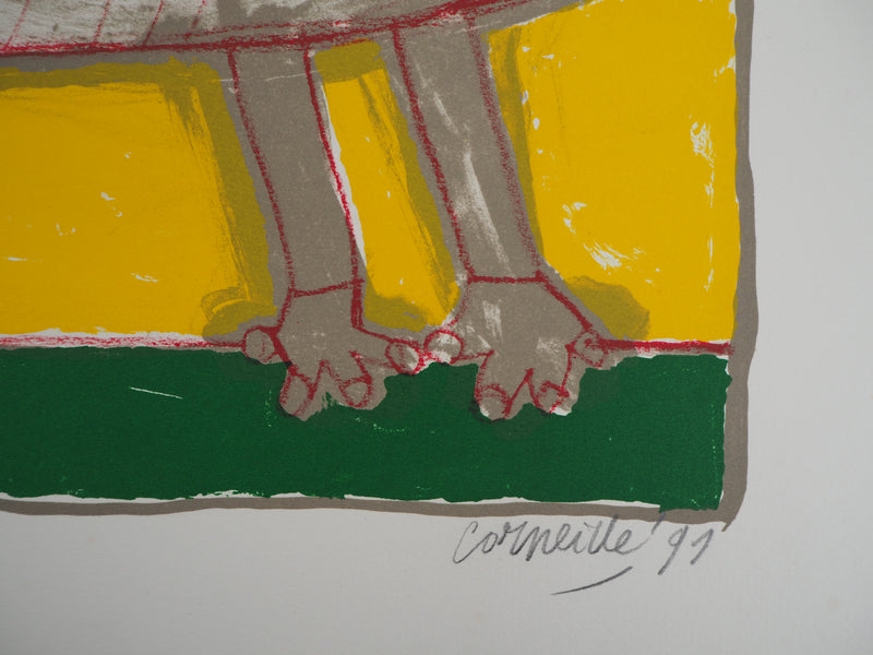 Guillaume CORNEILLE : Chat et oiseau, Lithographie originale (photo de détail 2) - Crédit photo : Galerie Art.Paris