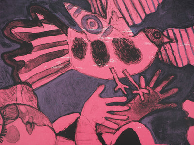 Guillaume CORNEILLE : L'oiseau convoité, Lithographie originale (photo de détail 4) - Crédit photo : Galerie Art.Paris