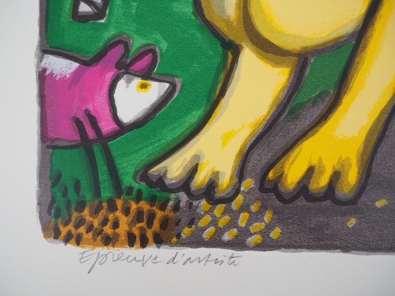 Guillaume CORNEILLE : Chat à la lune, Lithographie originale (photo de détail 5) - Crédit photo : Galerie Art.Paris