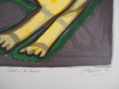 Guillaume CORNEILLE : Chat à la lune, Lithographie originale (photo de détail 2) - Crédit photo : Galerie Art.Paris
