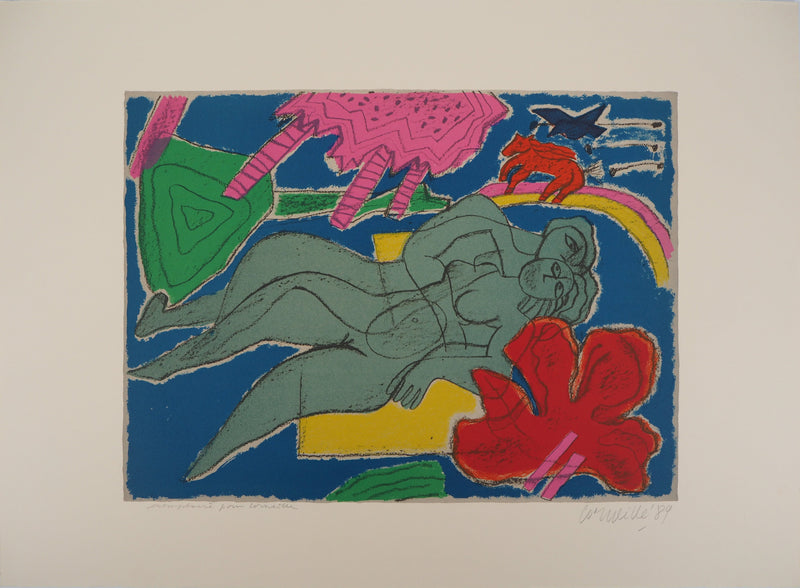 Guillaume CORNEILLE : Les amants, Lithographie originale (vue générale) - Crédit photo : Galerie Art.Paris