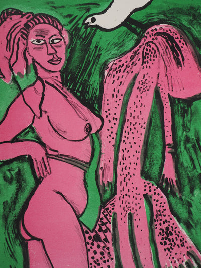 Guillaume CORNEILLE : La femme et la colombe, Lithographie originale (photo de détail 4) - Crédit photo : Galerie Art.Paris