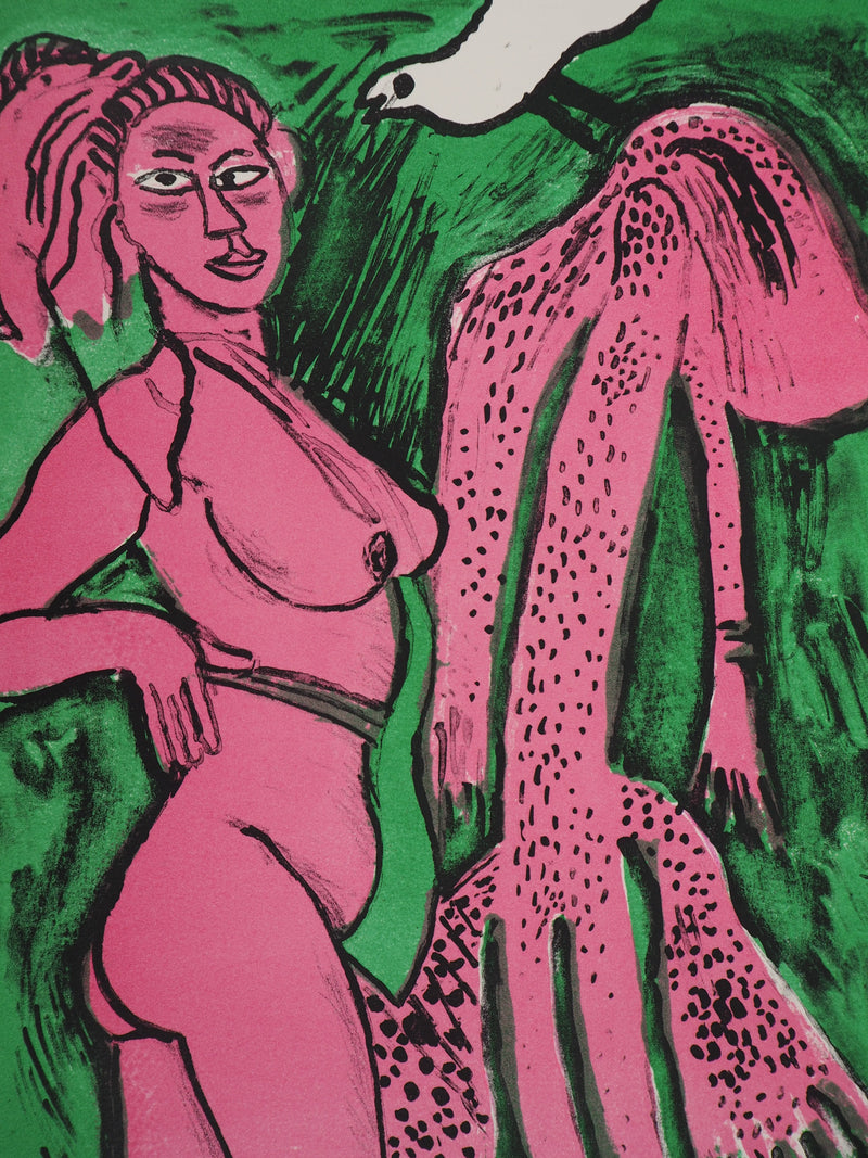 Guillaume CORNEILLE : La femme et la colombe, Lithographie originale (photo de détail 4) - Crédit photo : Galerie Art.Paris