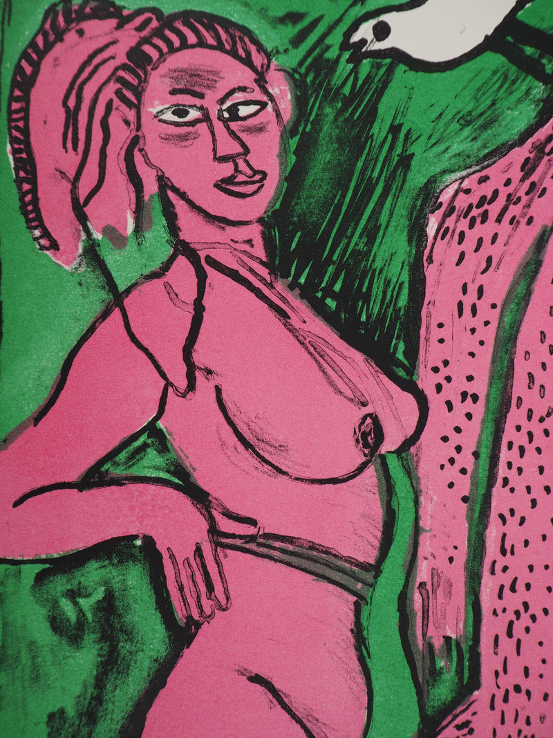 Guillaume CORNEILLE : La femme et la colombe, Lithographie originale (photo de détail 5) - Crédit photo : Galerie Art.Paris