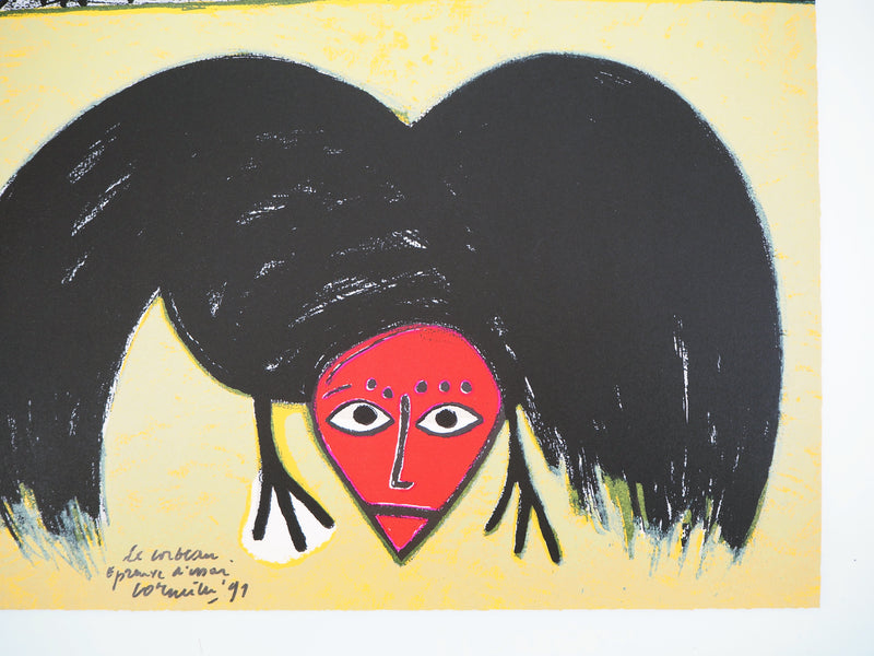Guillaume CORNEILLE : Le corbeau, Lithographie originale (photo de détail 4) - Crédit photo : Galerie Art.Paris