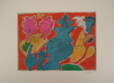 Guillaume CORNEILLE : Promenade sur Paris, Lithographie originale (vue générale) - Crédit photo : Galerie Art.Paris