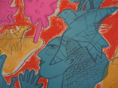 Guillaume CORNEILLE : Promenade sur Paris, Lithographie originale (photo de détail 5) - Crédit photo : Galerie Art.Paris