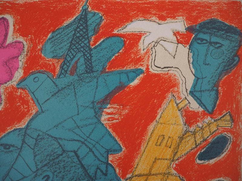 Guillaume CORNEILLE : Promenade sur Paris, Lithographie originale (photo de détail 6) - Crédit photo : Galerie Art.Paris