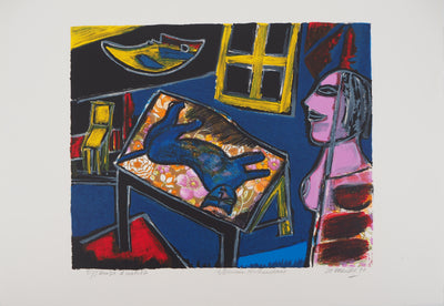 Guillaume CORNEILLE : Intérieur hollandais, Lithographie originale (vue générale) - Crédit photo : Galerie Art.Paris
