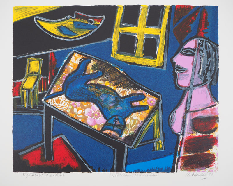 Guillaume CORNEILLE : Intérieur hollandais, Lithographie originale (photo de détail 3) - Crédit photo : Galerie Art.Paris