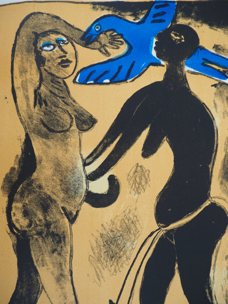 Guillaume CORNEILLE : Figures féminines et animaux, Lithographie originale (photo de détail 4) - Crédit photo : Galerie Art.Paris