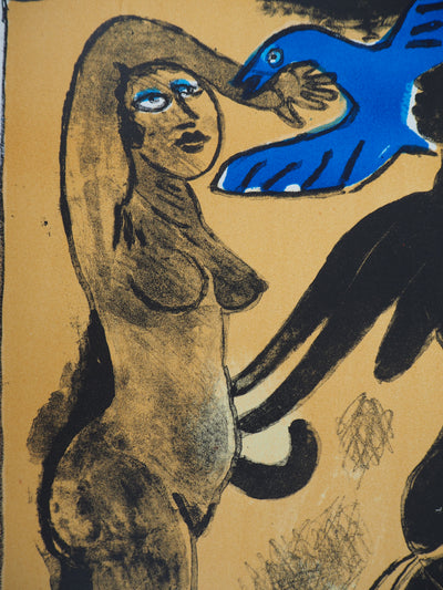 Guillaume CORNEILLE : Figures féminines et animaux, Lithographie originale (photo de détail 5) - Crédit photo : Galerie Art.Paris