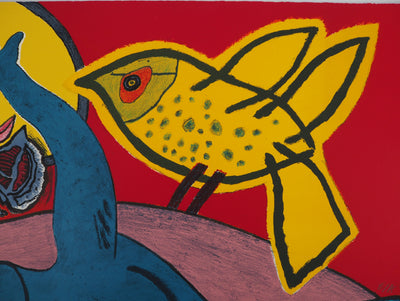 Guillaume CORNEILLE : L'éveil de l'oiseau, Lithographie originale (photo de détail 5) - Crédit photo : Galerie Art.Paris
