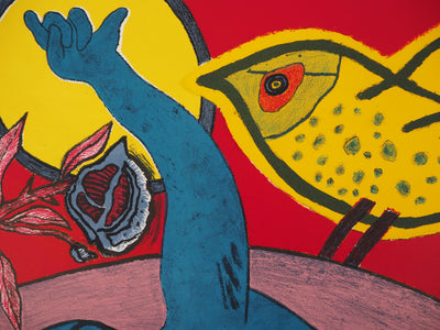 Guillaume CORNEILLE : L'éveil de l'oiseau, Lithographie originale (photo de détail 6) - Crédit photo : Galerie Art.Paris