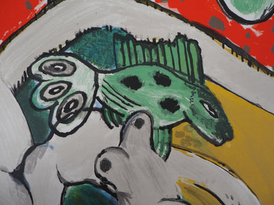 Guillaume CORNEILLE : Composition aux poissons, Lithographie originale (photo de détail 6) - Crédit photo : Galerie Art.Paris