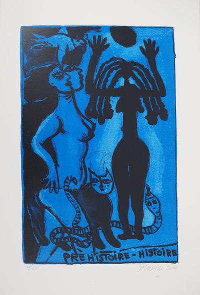 Guillaume CORNEILLE : Sorcières bleues, Lithographie originale (vue générale) - Crédit photo : Galerie Art.Paris