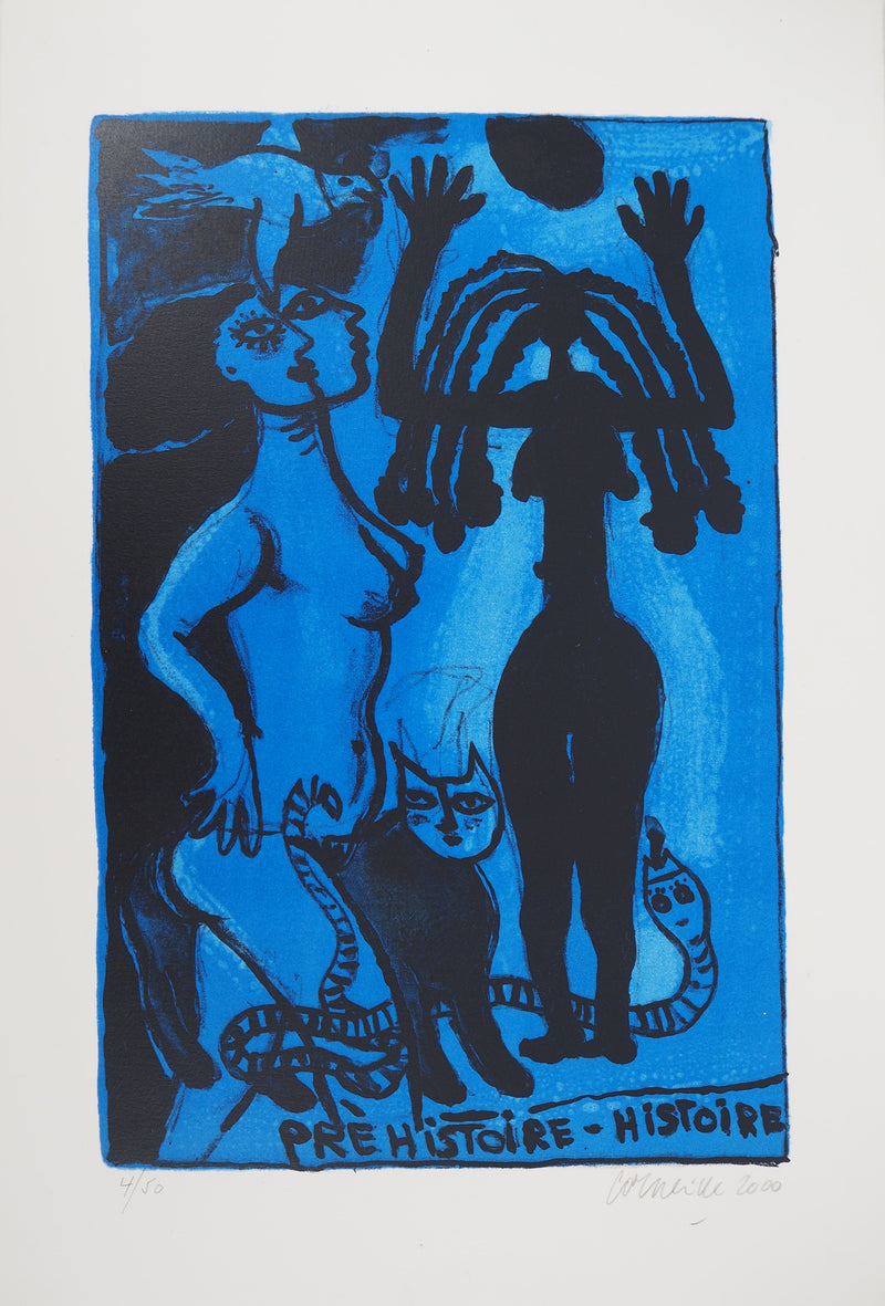 Guillaume CORNEILLE : Sorcières bleues, Lithographie originale (vue générale) - Crédit photo : Galerie Art.Paris