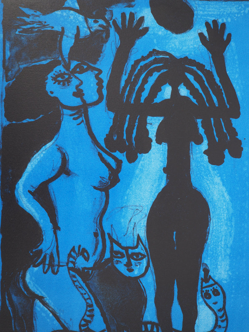 Guillaume CORNEILLE : Sorcières bleues, Lithographie originale (photo de détail 4) - Crédit photo : Galerie Art.Paris