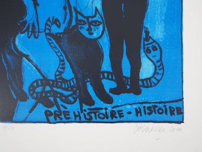 Guillaume CORNEILLE : Sorcières bleues, Lithographie originale (photo de détail 2) - Crédit photo : Galerie Art.Paris