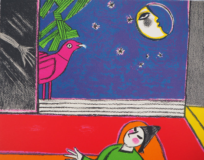 Guillaume CORNEILLE : Repos au clair de lune, Lithographie originale (photo de détail 3) - Crédit photo : Galerie Art.Paris