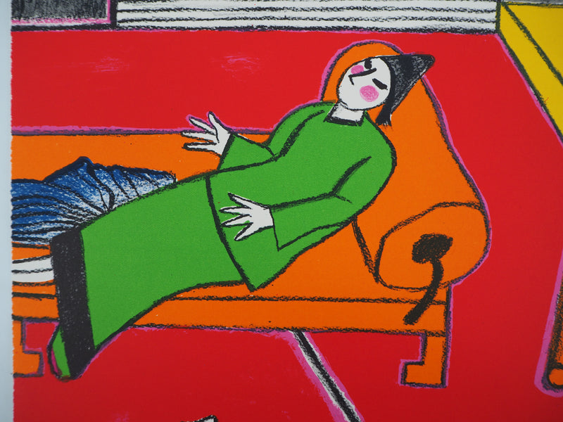 Guillaume CORNEILLE : Repos au clair de lune, Lithographie originale (photo de détail 4) - Crédit photo : Galerie Art.Paris