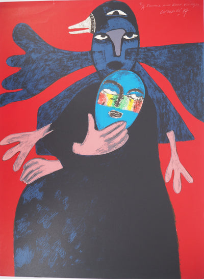 Guillaume CORNEILLE : Femme aux deux visages, Lithographie originale (vue générale) - Crédit photo : Galerie Art.Paris