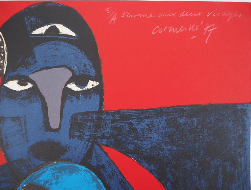 Guillaume CORNEILLE : Femme aux deux visages, Lithographie originale (photo de détail 2) - Crédit photo : Galerie Art.Paris