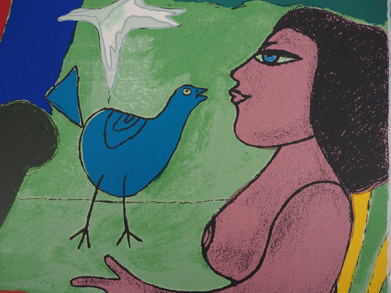 Guillaume CORNEILLE : Nu aux oiseaux, Lithographie originale (photo de détail 4) - Crédit photo : Galerie Art.Paris