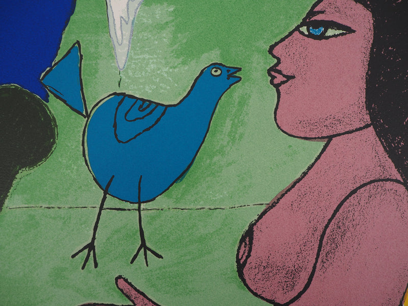 Guillaume CORNEILLE : Nu aux oiseaux, Lithographie originale (photo de détail 5) - Crédit photo : Galerie Art.Paris