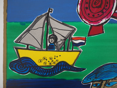 Guillaume CORNEILLE : La sirène et le marin, Lithographie originale (photo de détail 4) - Crédit photo : Galerie Art.Paris
