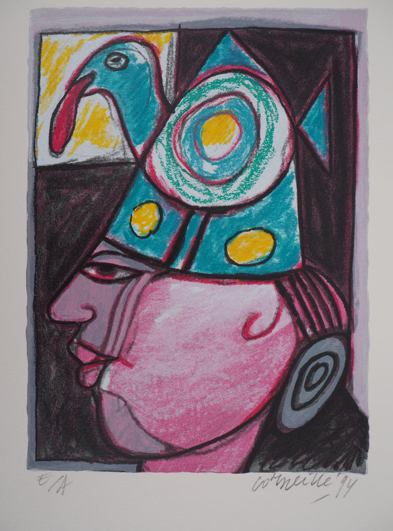 Guillaume CORNEILLE : Clown aux grosses joues, Lithographie originale (photo de détail 3) - Crédit photo : Galerie Art.Paris