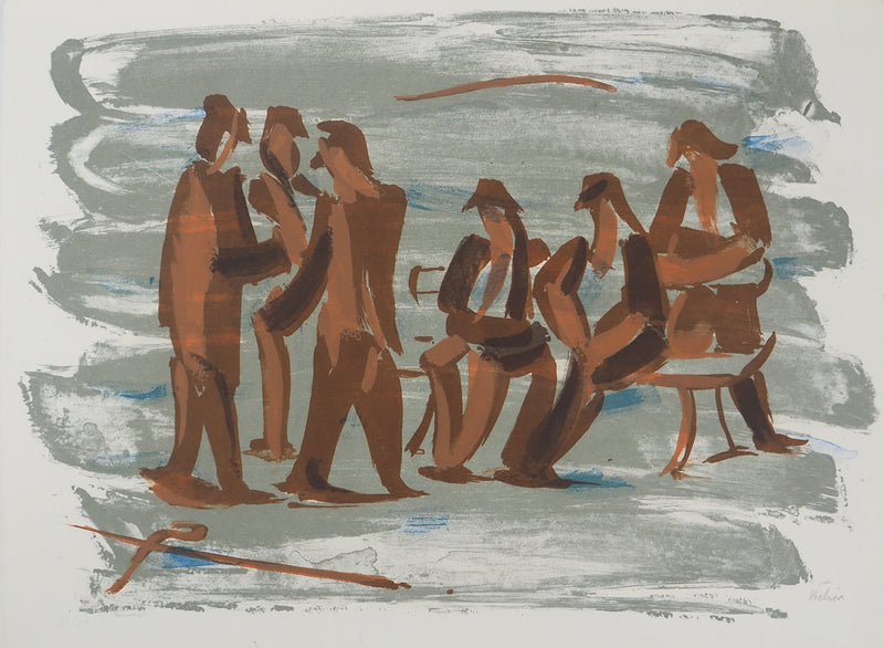 Jean HELION : Silhouettes de marins, Lithographie originale signée au crayon