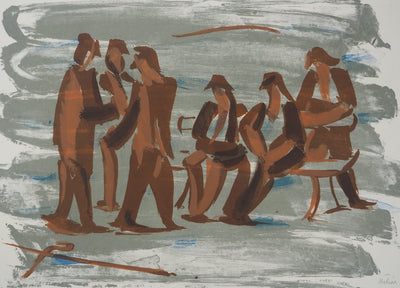 Jean HELION : Silhouettes de marins, Lithographie originale signée au crayon