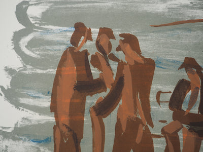 Jean HELION : Silhouettes de marins, Lithographie originale signée au crayon