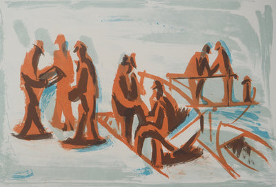 Jean HELION: Sea, time to embark, Original lithograph signed in pencil