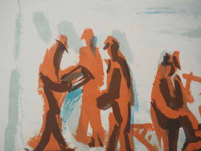 Jean HELION: Sea, time to embark, Original lithograph signed in pencil