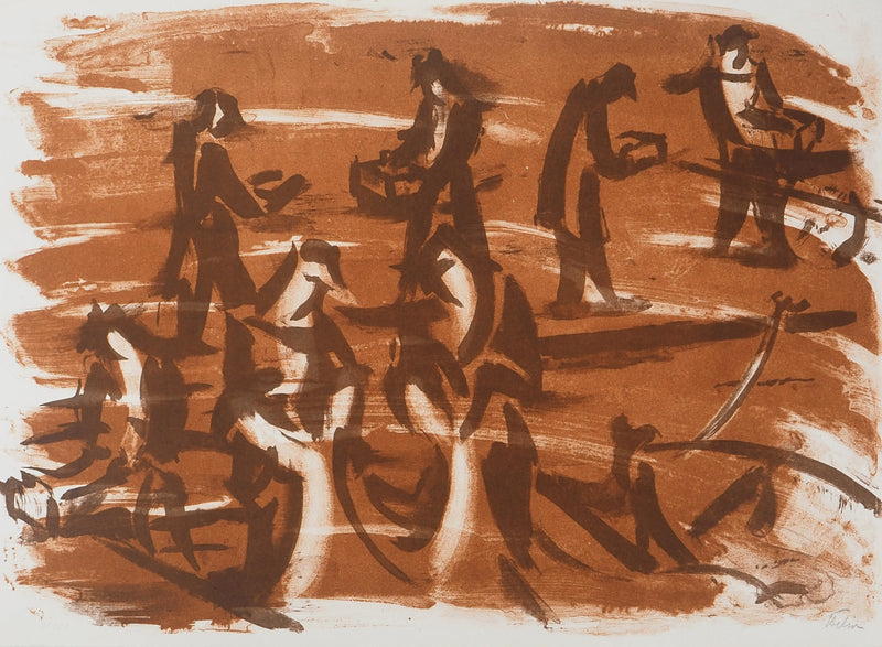 Jean HELION: The crowd on the Port, Original lithograph signed in pencil