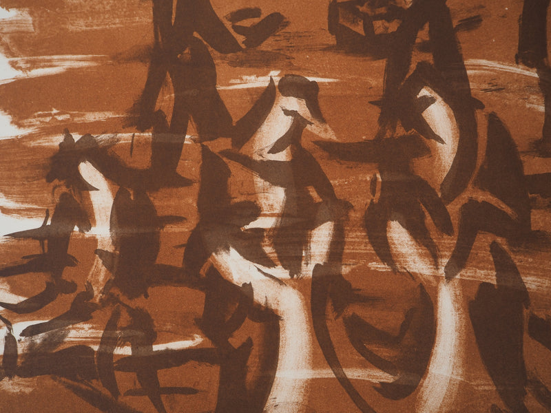 Jean HELION: The crowd on the Port, Original lithograph signed in pencil