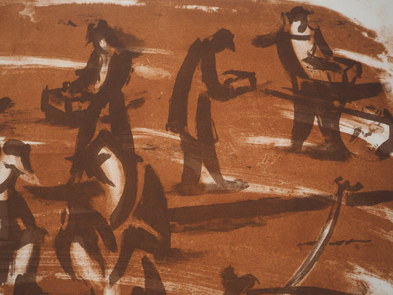 Jean HELION: The crowd on the Port, Original lithograph signed in pencil